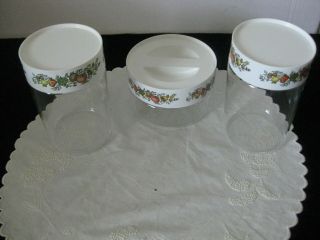 3 Vintage Pyrex SEE n STORE Spice of Life Glass Storage Canisters w/seals 26 1 3