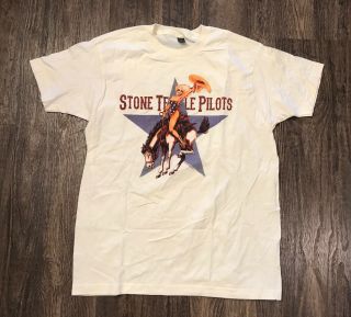 Stone Temple Pilots T - Shirt Star Pinup Cowgirl Bucking Bronco 2015 Adult Large