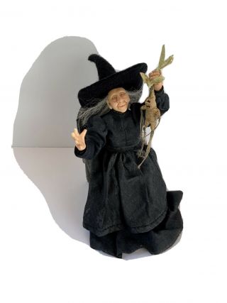 Witch W Mandrake Root Haunted Dollhouse Miniature 1:12 Scale Pat Benedict Ooak