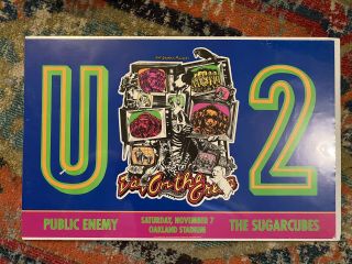 U2 Vintage Concert Poster 1992 Oakland Zootv Public Enemy 19x30 Rare