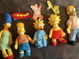 Complete Set Of The Simpsons 1990 Burger King Plush Dolls