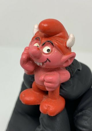 Vintage 1984 Peyo Schleich Smurfs Little Devil Smurf Figure Pvc Toy Figurine