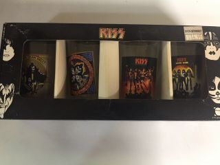 Kiss Band 4 - Pack Pub Glass Set Hotter Hell Destroyer Rock Roll Over Love Gun