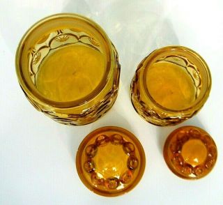 2 Pc ViNTAGE L E SMiTH HONEY AMBER MOON & STARS CANiSTER ' s 5 