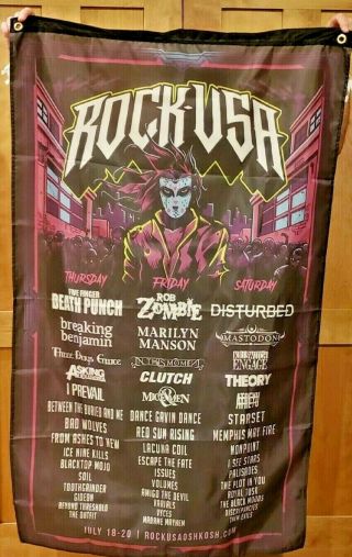Rock Usa Line Up Flag Huge 3x5ft 5 Finger Death Punch Rob Zombie Disturbed