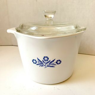 Vintage Corning Ware Blue Cornflower Sauce Maker W/lid W/small Chip P - 55 - B Vtg