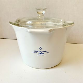 Vintage Corning Ware Blue Cornflower Sauce Maker w/Lid w/small chip P - 55 - B VTG 2