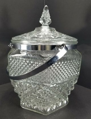 Anchor Hocking Wexford Diamond Cut Ice Bucket With Lid