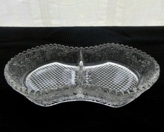 Duncan & Miller Glass Clear 41 Sandwich 7 " Divided Relish Dish Jewelry Tray