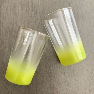 Vintage Lime Green Blendo Juice Glasses Set Of Two