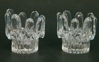 2 GORAN WARFF ViNTAGE 70s ART GLASS KOSTA BODA SWEDEN SUNFLOWER CANDLE HOLDER ' s 2