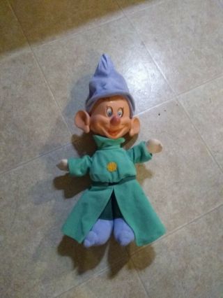 Vtg 1993 Mattel Disney Snow White Seven Dwarfs Dopey Plush Doll Moveable Ears