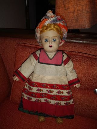 Antique 1900s German Or French Bisque Head Doll Unmarked 11 " Baltic? Latvian? Ex