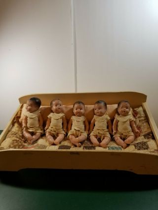 Madame Alexander Dionne Quintuplets Doll With Origional Bed.