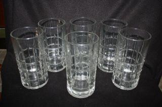 Set Of 6 Anchor Hocking Tartan Glass Iced Tea Water Tumblers Glasses - Euc