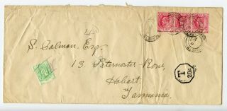 South Africa Cape Of Good Hope 1904 Cover Postage Due To Tasmania 4d (t766)
