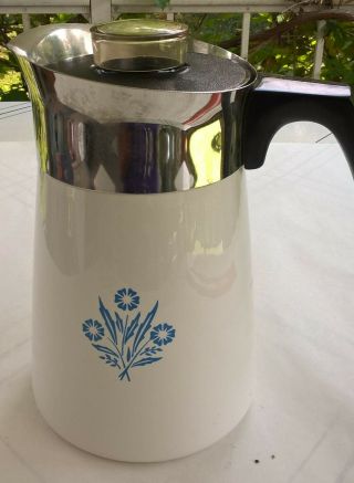 Corning Ware Percolator 6 Cup Stove Top Coffee Pot P - 146 Blue Corn Flower -