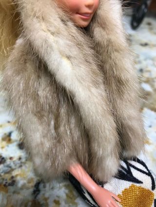 RARE Vintage Barbie REAL MINK Coat/Cape,  Mattel,  1960 ' s exclusively at Sears VGC 3