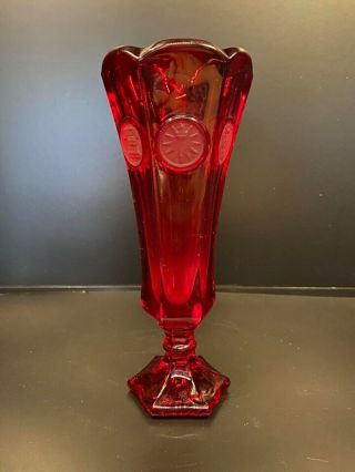 Fostoria - Ruby Red Coin Vase - American Symbols