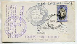 Tonga 1939 Tin Can Mail Cover From Niuafoou To Sawbridgeworth Uk At 2½d Rate