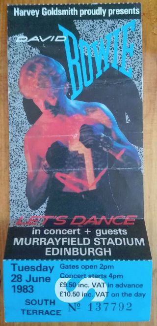David Bowie Tour Ticket Serious Moonlight Tour 1983 Let 