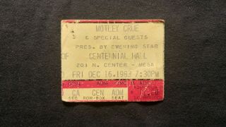 Motley Crue Concert Ticket Stub 12/26/1983 Shout At The Devil Tour Mesa,  Az