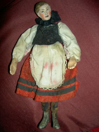Pretty Antique Bucherer,  Multi - Jointed Swiss Saba,  Female Doll Figure All Orig.