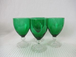 Vintage Green Anchor Hocking Boopie Set Of 4 Water Glasses 5 - 1/2 "