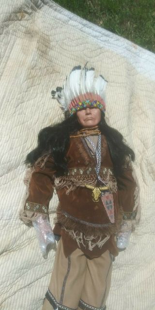 Vtg.  Porcelain 4ft.  Native American Indian Male Doll
