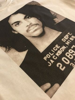 Prince Purple Rain Mugshot T - Shirt Rare Size Large White