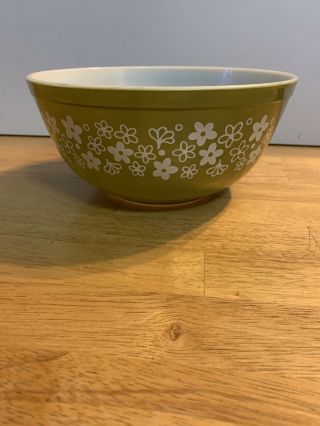 Vintage Pyrex 403 Mixing Nesting 2 1/2 Qt Green Spring Blossom Crazy Daisy