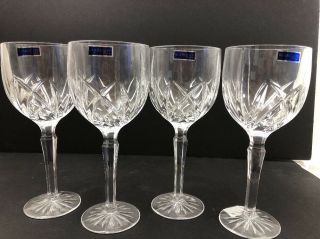 Set Of 4 Waterford Crystal Marquis Brookside Wine Goblets 7.  5 " Tall