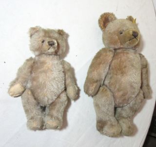 2 Antique Vintage Handmade German Steiff Mohair Jointed Teddy Bear 14 Inch