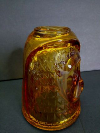 Vtg Mid Century Viking Glass Amber Owl Fairy Light Candle Holder Top Only 2