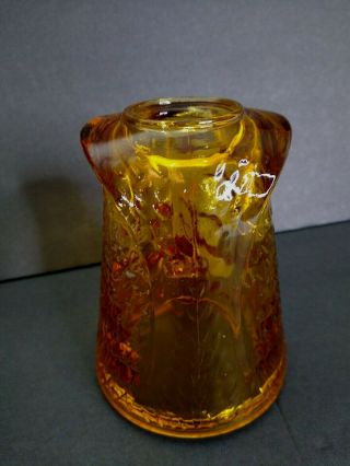 Vtg Mid Century Viking Glass Amber Owl Fairy Light Candle Holder Top Only 3