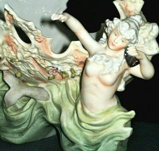 Antique German Sitzendorf Nude Ladies Mermaids Beauties Group Porcelain Figurine