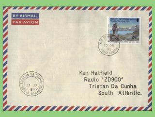 South Georgia 1995 24p On Airmail Cover To Tristan Da Cunha,  Arrived 9 Months La