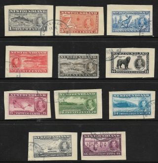 Newfoundland - Kgvi Complete Set Of 11 To 48c On Piece/used (cv £50, )