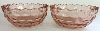 2 Vintage Jeannette Depression Glass Cube Cubist Pink Cereal Bowls