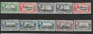 Falkland Islands:1938/50:kgvi.  Set To 1s3d.