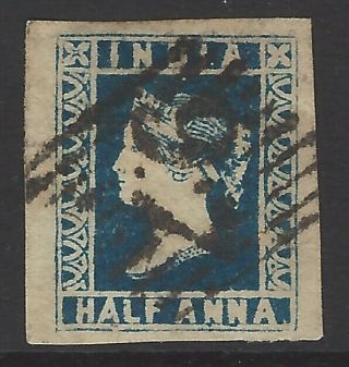 India 1855 ½a Dp Blue (die Iii) Fine Used/4 Margins 