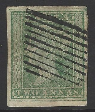 India 1854 2a Green Early Classic Stamp Fine W/ Four Margins Sg 31 Cat £50