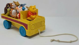 Vintage 1980s Winnie The Pooh Truck Pull Toy 6 Shape Figures Walt Disney Prod.