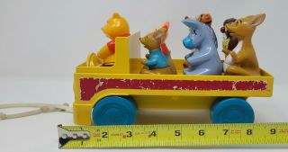 Vintage 1980s Winnie The Pooh Truck Pull Toy 6 Shape Figures Walt Disney Prod. 2