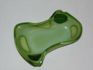 Vintage Mid Century Modern Green Opalescent Italian Art Glass Ashtray