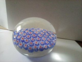 Vintage Murano? Art Glass Millefiori Paperweight Red White And Blue