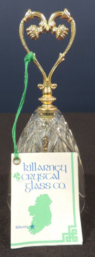 Killarney 24 Leaded Crystal Glass Bell W/ 24 Carat Gold Finishing Kerry Ireland