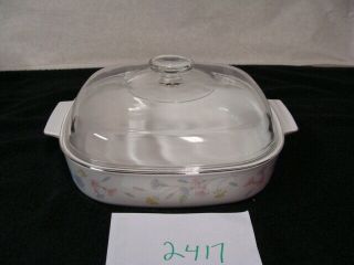 Corning Ware Pastel Bouquet Flowers 2.  5 Liter A - 10 - B Casserole Dish With Lid