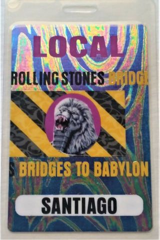 Rolling Stones - Bridges To Babylon Tour - Laminated Backstage Pass - Local
