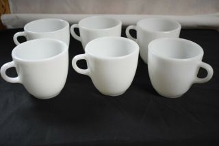 6 Vintage Pyrex White Milk Glass Coffee Cup Mug - Made In Usa
